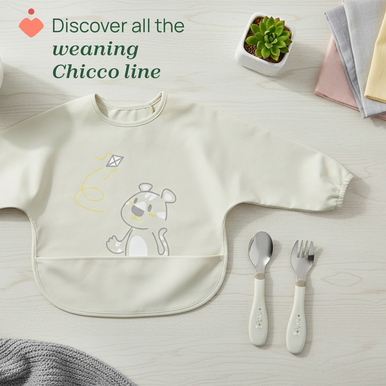 Chicco Babete Tecido com Mangas Rosa 6M+