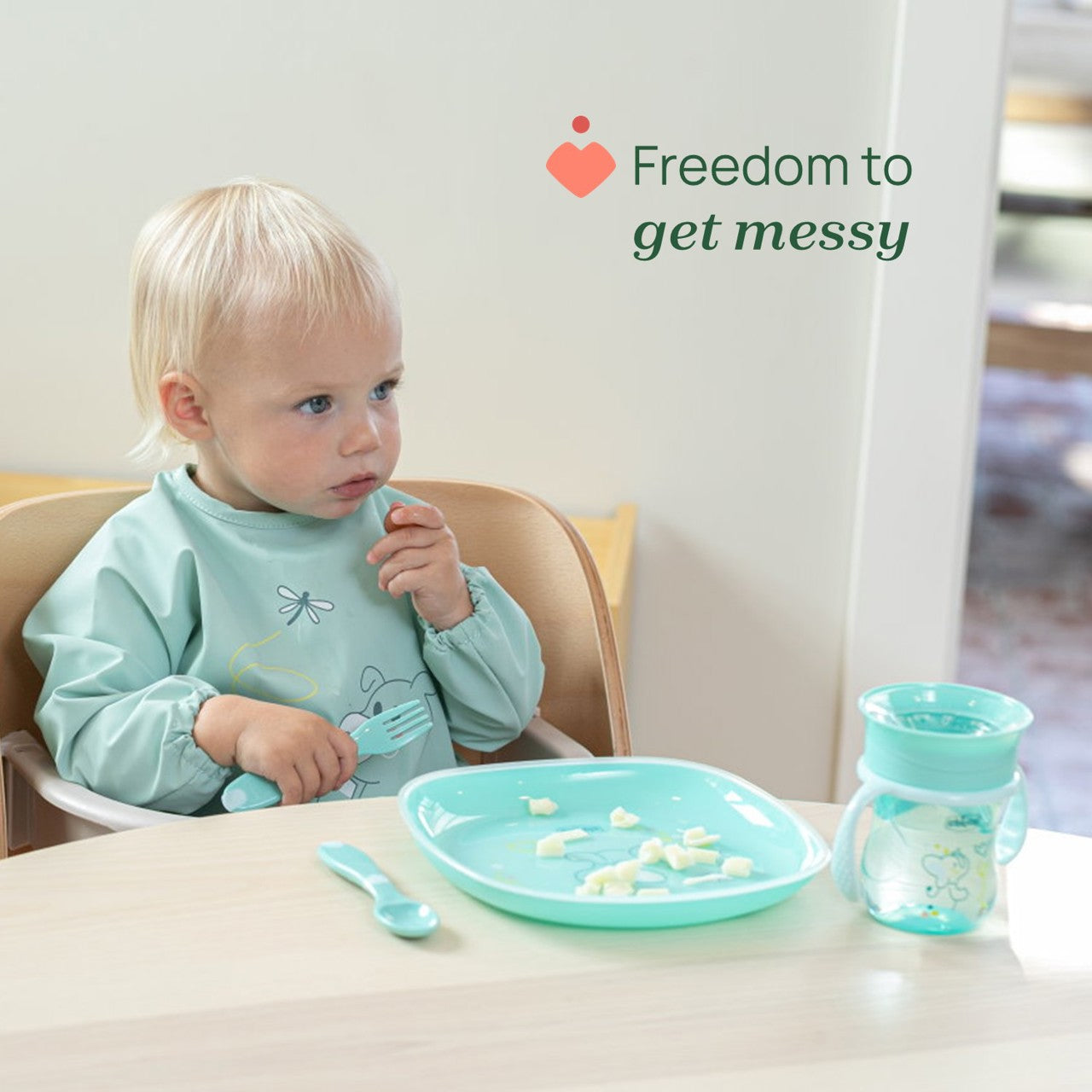 Chicco Babete Tecido com Mangas Teal 6M+