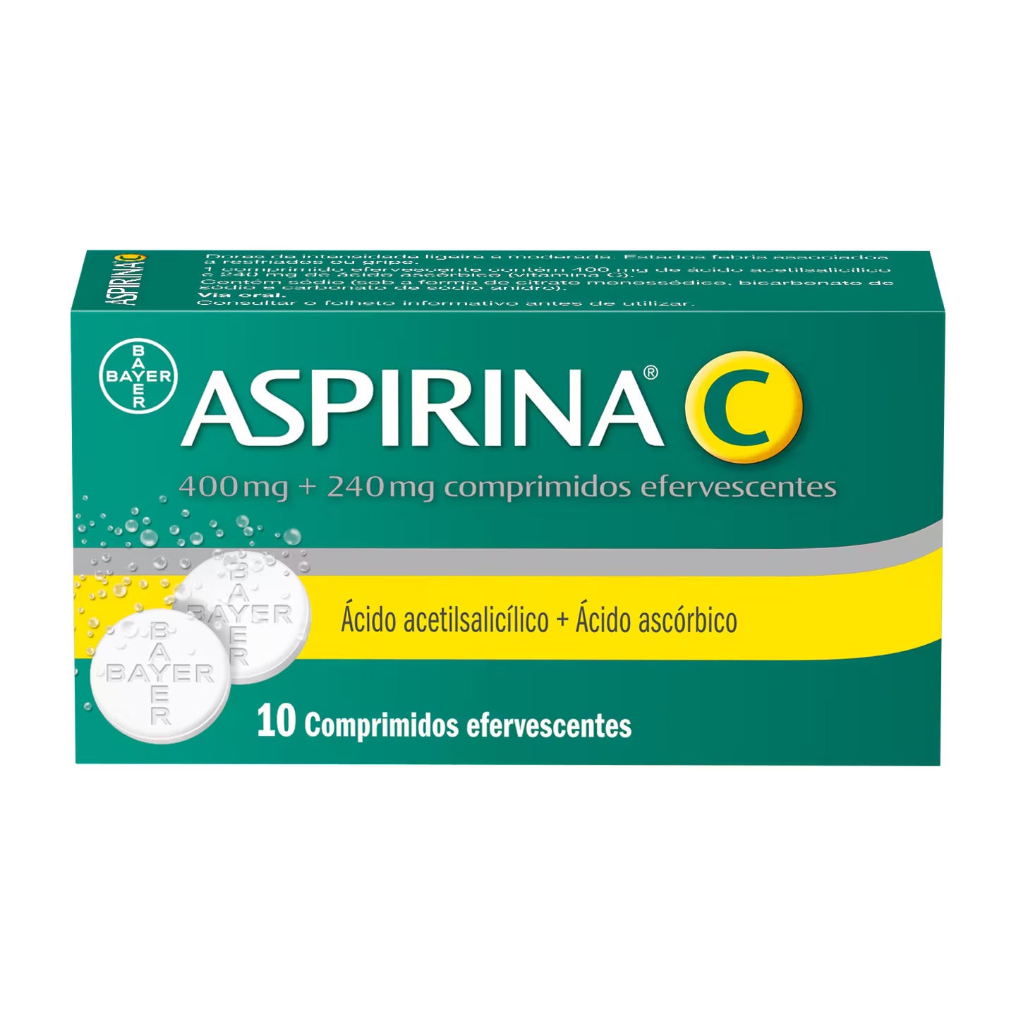 Aspirina C 400/240 mg 10 Comp Efervescentes - Farmácia Garcia