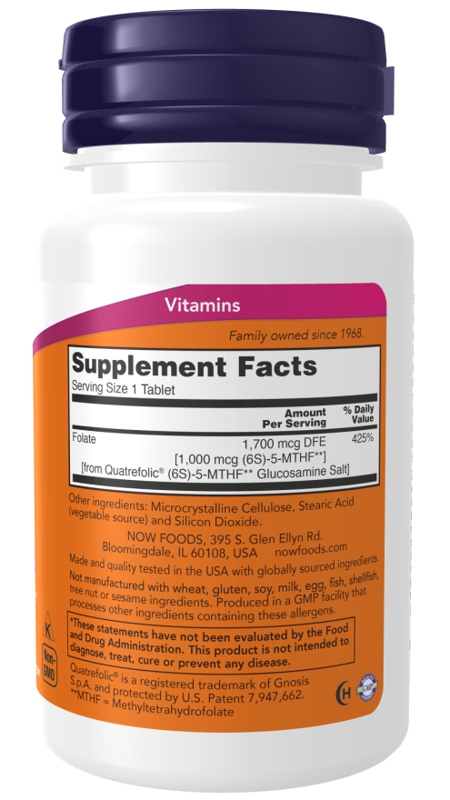 NOW Methyl Folate 1000mg 90 Comprimidos - Farmácia Garcia