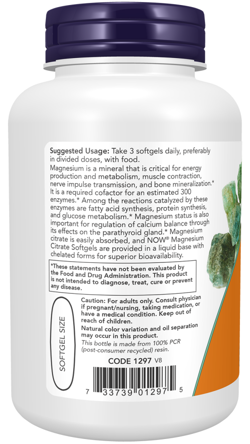 NOW Magnesium Citrate Softgels 40 Cápsulas Moles - Farmácia Garcia