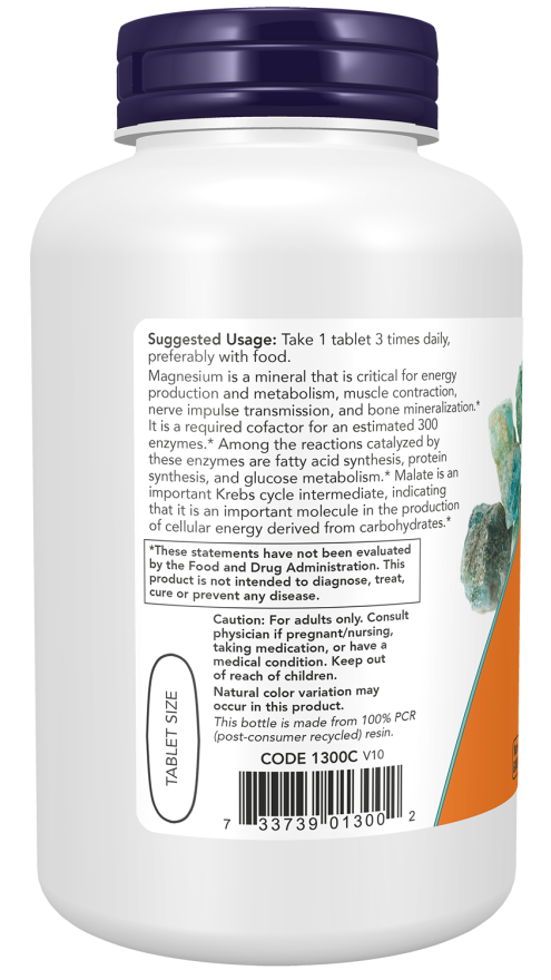 NOW Magnesium Malate 180 Comprimidos