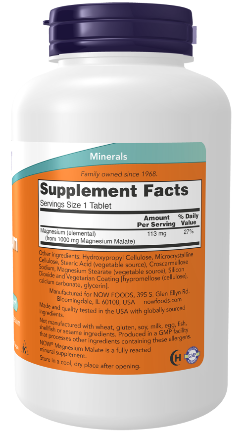 NOW Magnesium Malate 180 Comprimidos