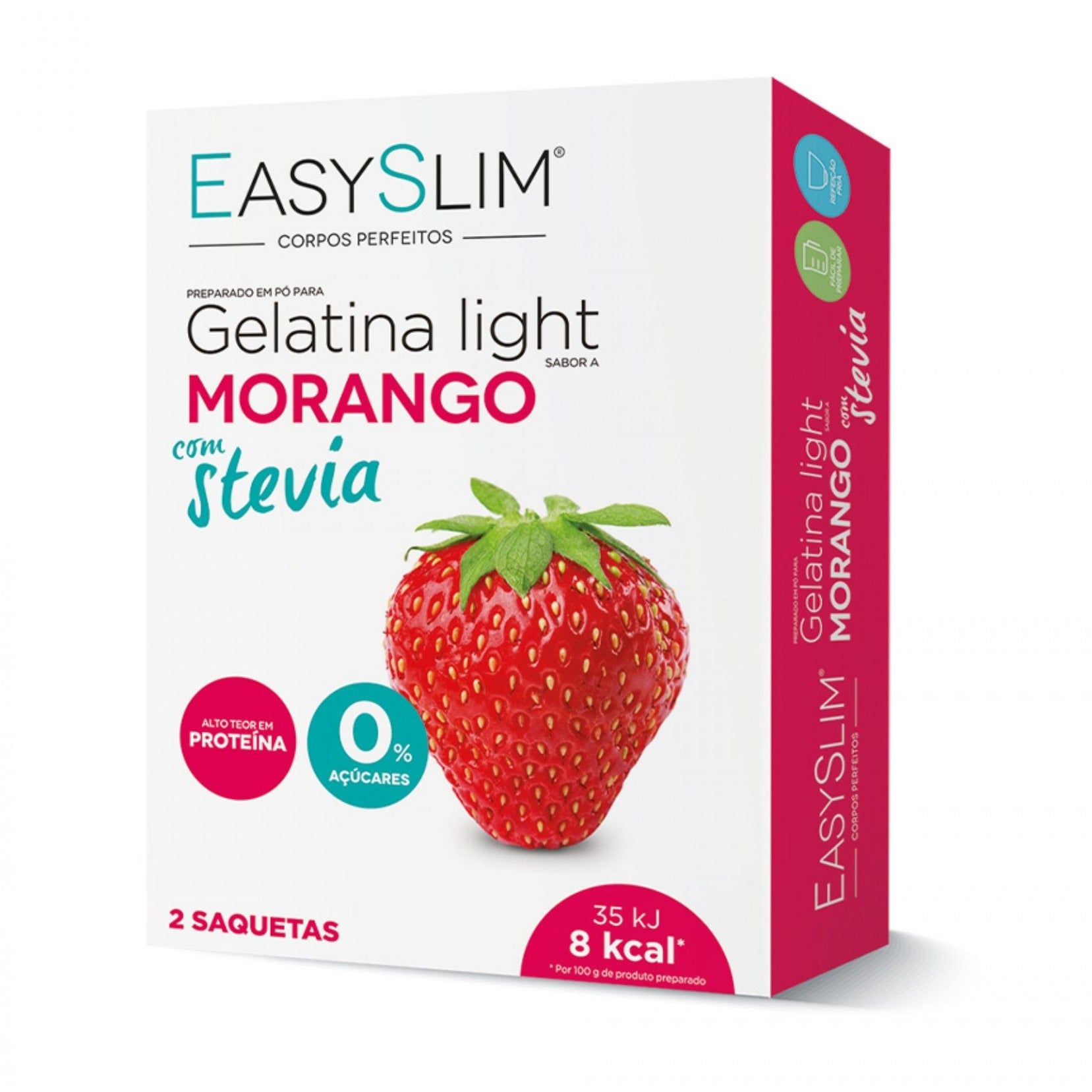 Easyslim Gelatina Light Morango Stévia 15gx2 - Farmácia Garcia