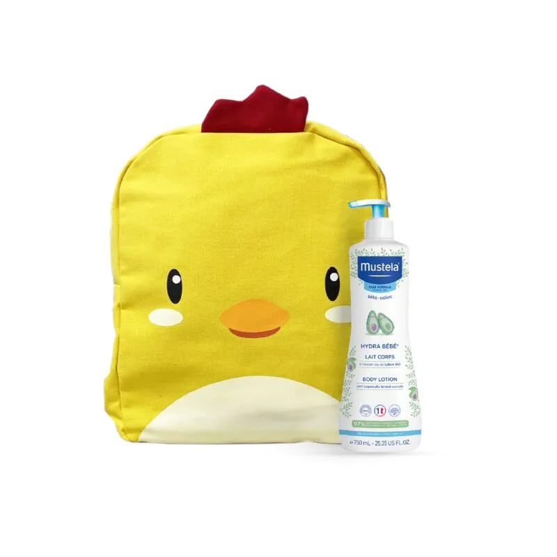 Mustela Bebé Pele Normal Leite Hydra Corporal 750ml Oferta Mochila Pintainho