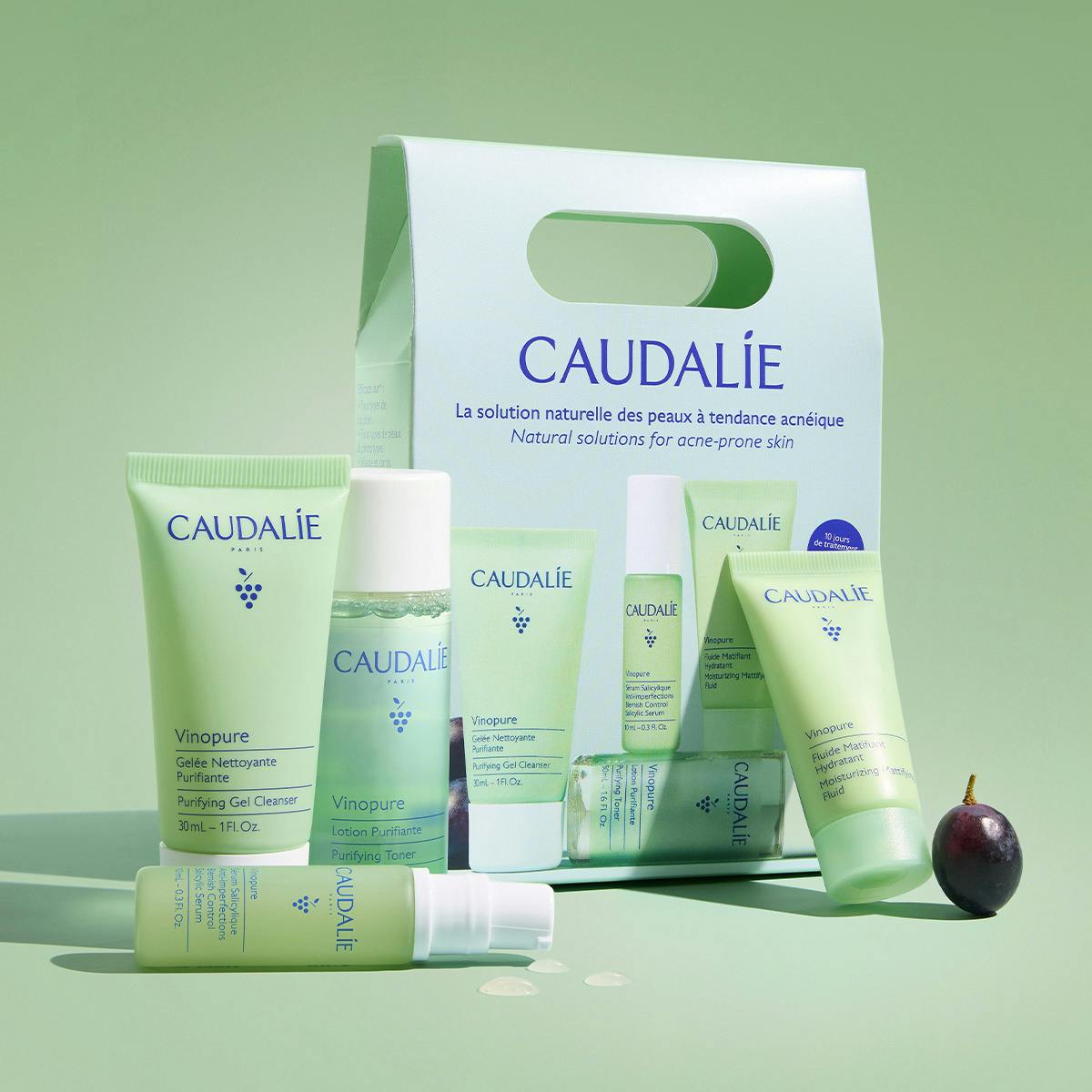 Caudalie Vinopure Kit Descoberta | 4 Produtos Viagem - Pele Mista a Oleosa com Tendência Acneica