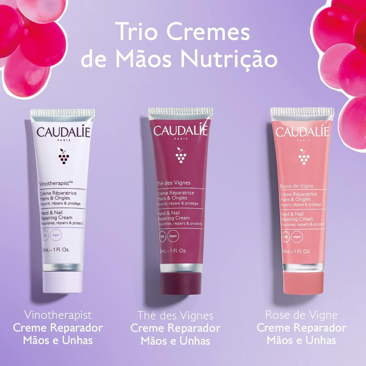 Caudalie Coffret Trio Cremes de Mãos Nutrição - Farmácia Garcia