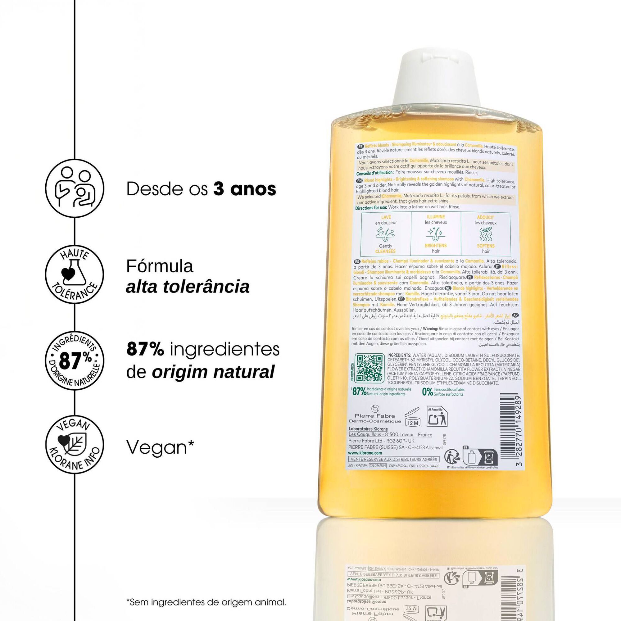 Klorane Capilar Champô Camomila 400ml - Farmácia Garcia