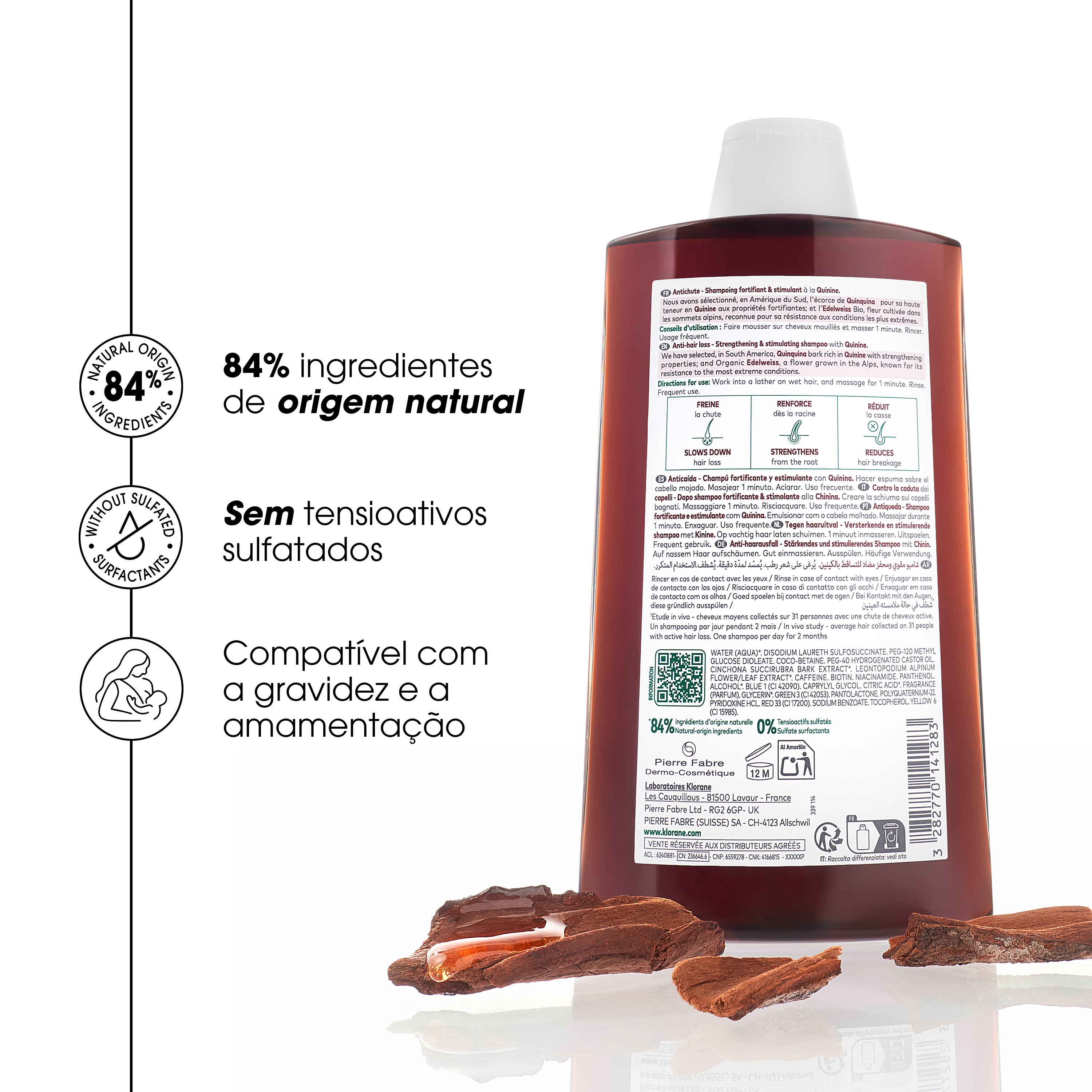 Klorane Capilar Champô Com Quinina & Edelvaisse Bio 800ml (2x400ml) - Farmácia Garcia