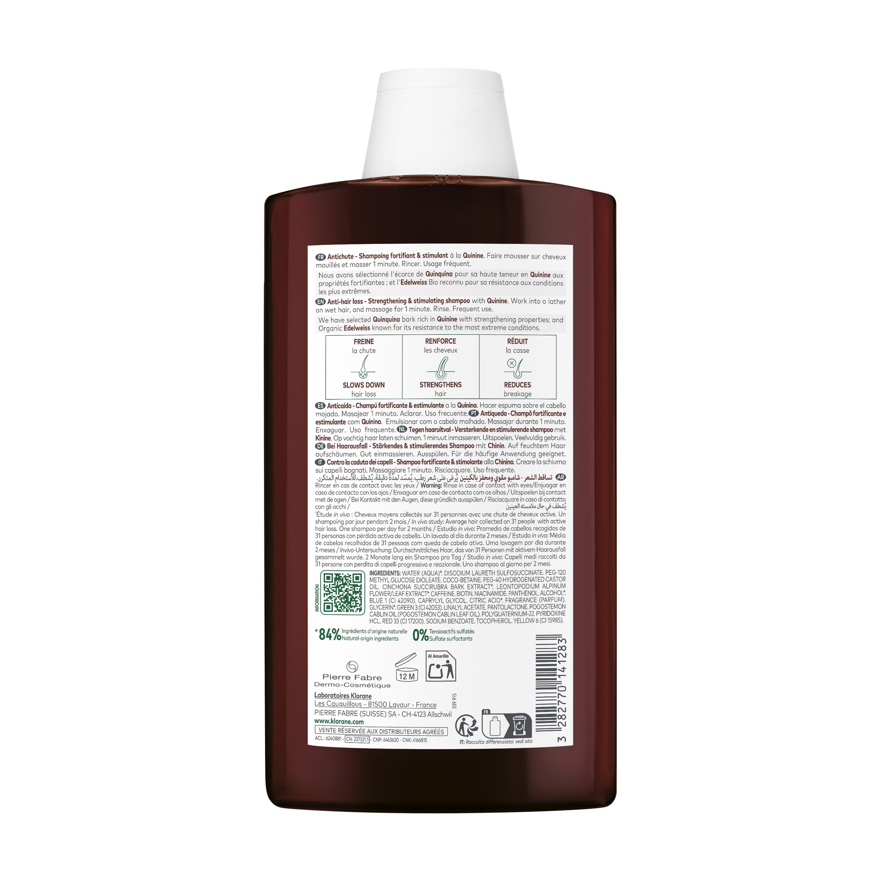 Klorane Capilar Champô Quinina & Edelvaisse BIO 400ml - Farmácia Garcia