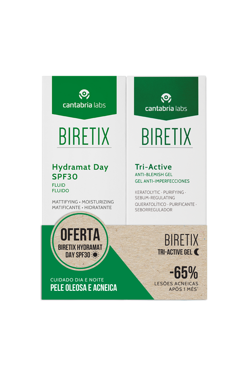 Biretix Tri-Activ Gel Imperfeições Oferta Hydramat Day FPS30 - Farmácia Garcia