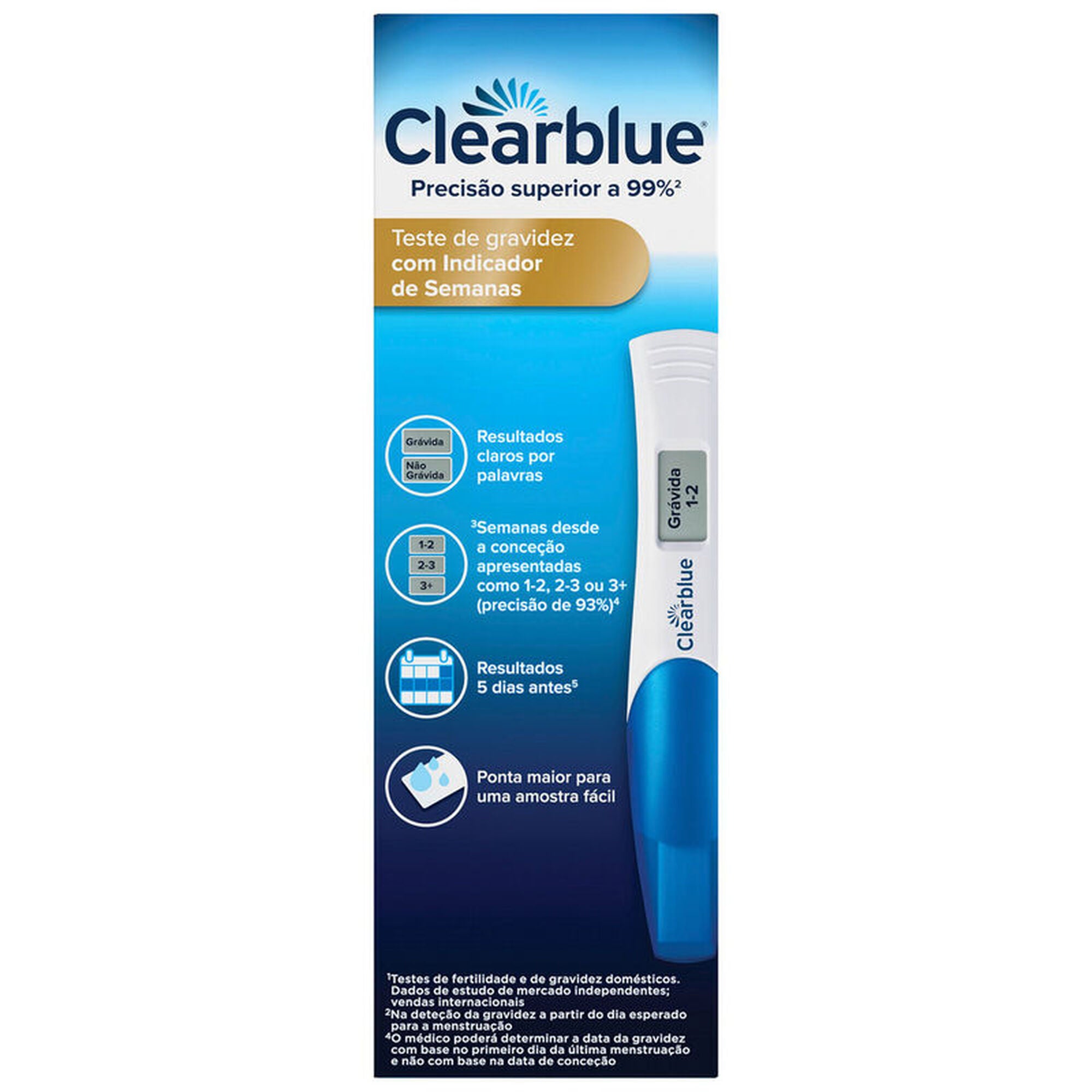 Clearblue Teste Gravidez com Indicador Semanas 1 Teste