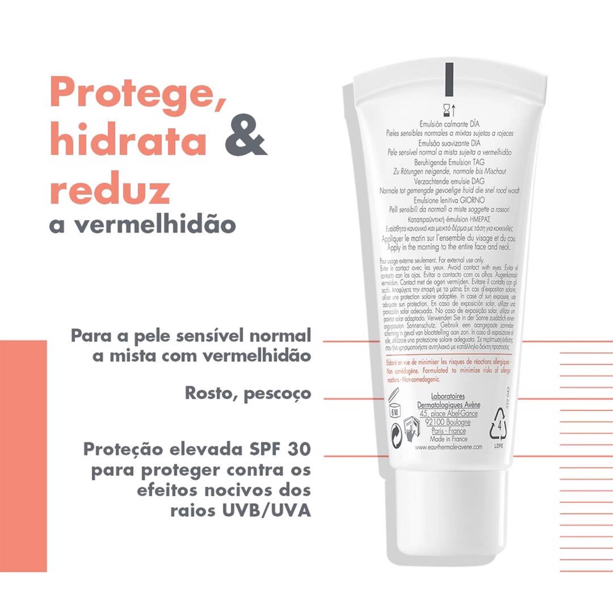 Avène Rosto Antirougeurs Emulsão Dia SPF30 40ml - Farmácia Garcia