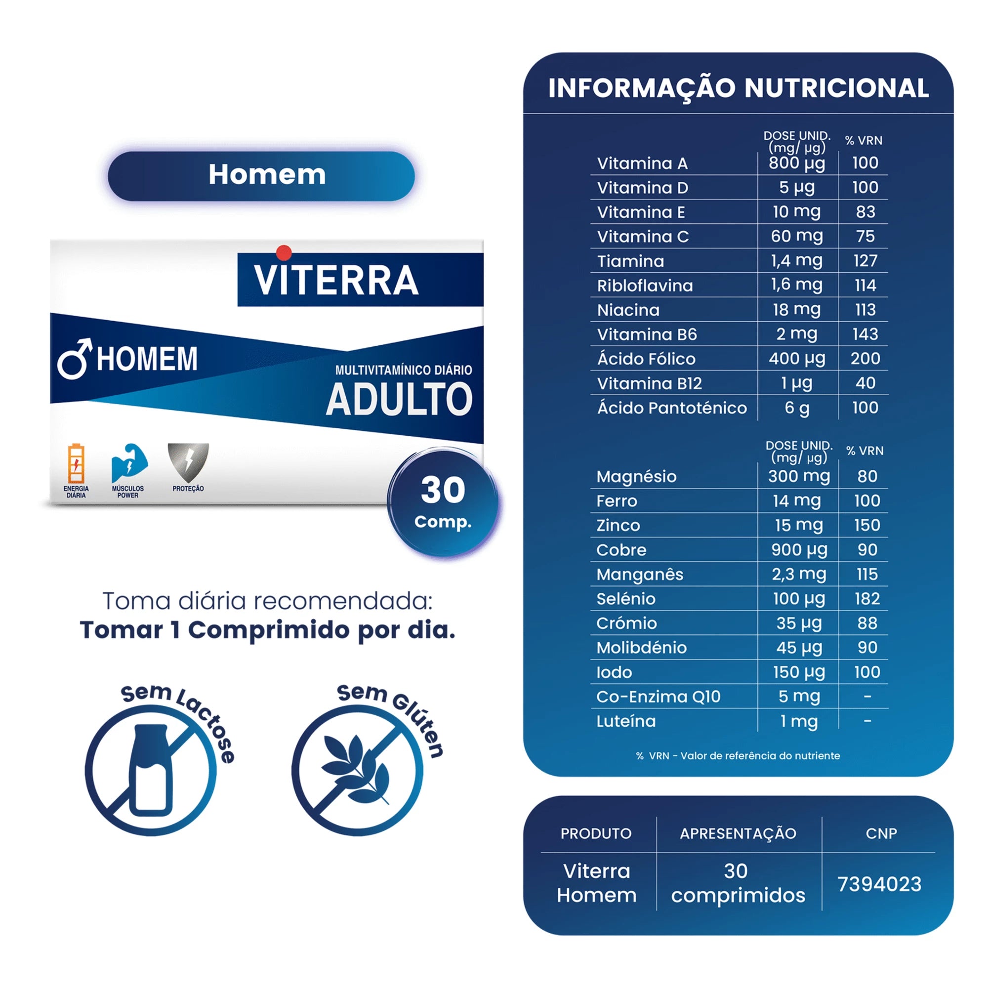 Viterra Homem Adulto 30 Comprimidos - Farmácia Garcia