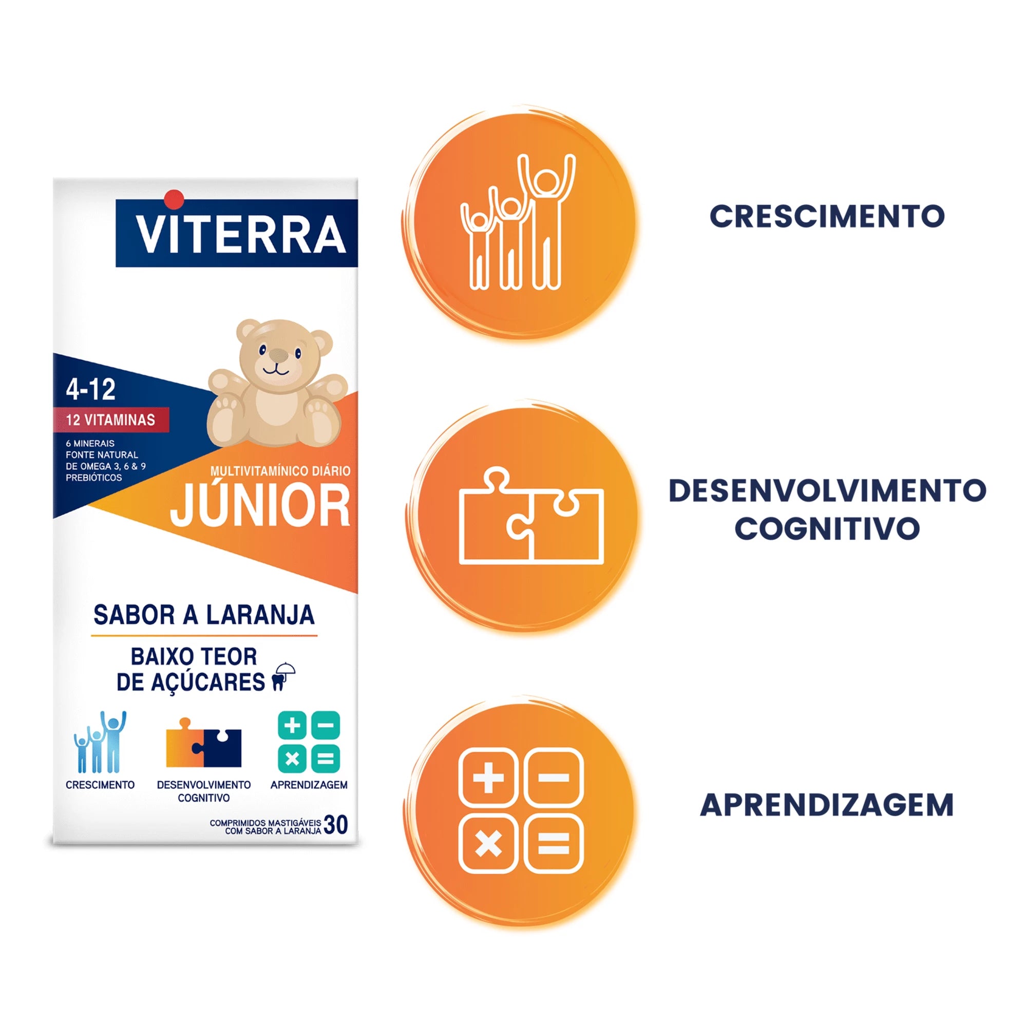 Viterra Junior 30 Comprimidos Mastigáveis Laranja - Farmácia Garcia