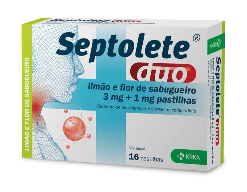 Septolete Duo Limão e Flor de Sabugueiro 3mg+1mg 16 pastilhas - Farmácia Garcia