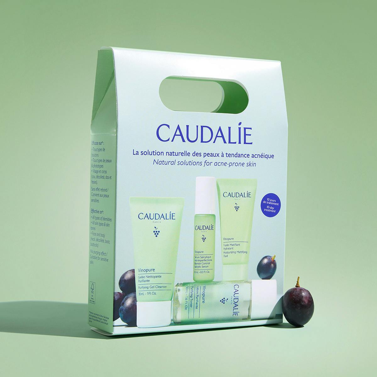 Caudalie Vinopure Kit Descoberta | 4 Produtos Viagem - Pele Mista a Oleosa com Tendência Acneica
