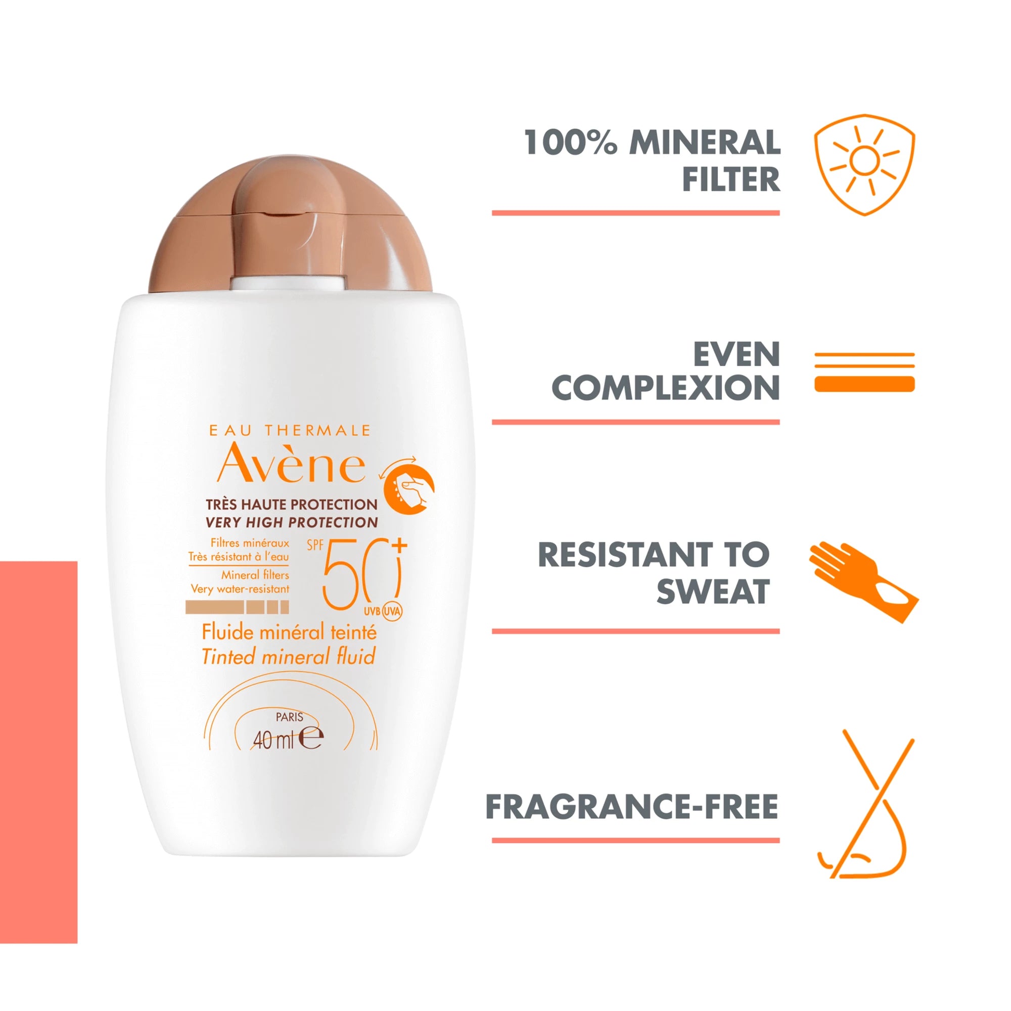Avène Solar Fluido Mineral c/ Cor SPF 50+ 40ml