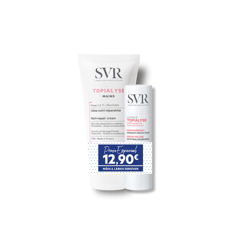 SVR Topialyse Creme de Mãos 2x50ml + Stick Labial 4g - Farmácia Garcia