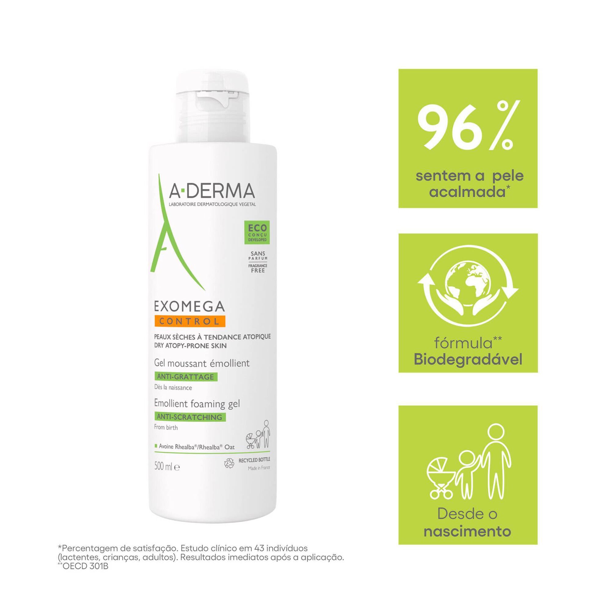 A-Derma Exomega Control Gel Lavante 500ml - Farmácia Garcia