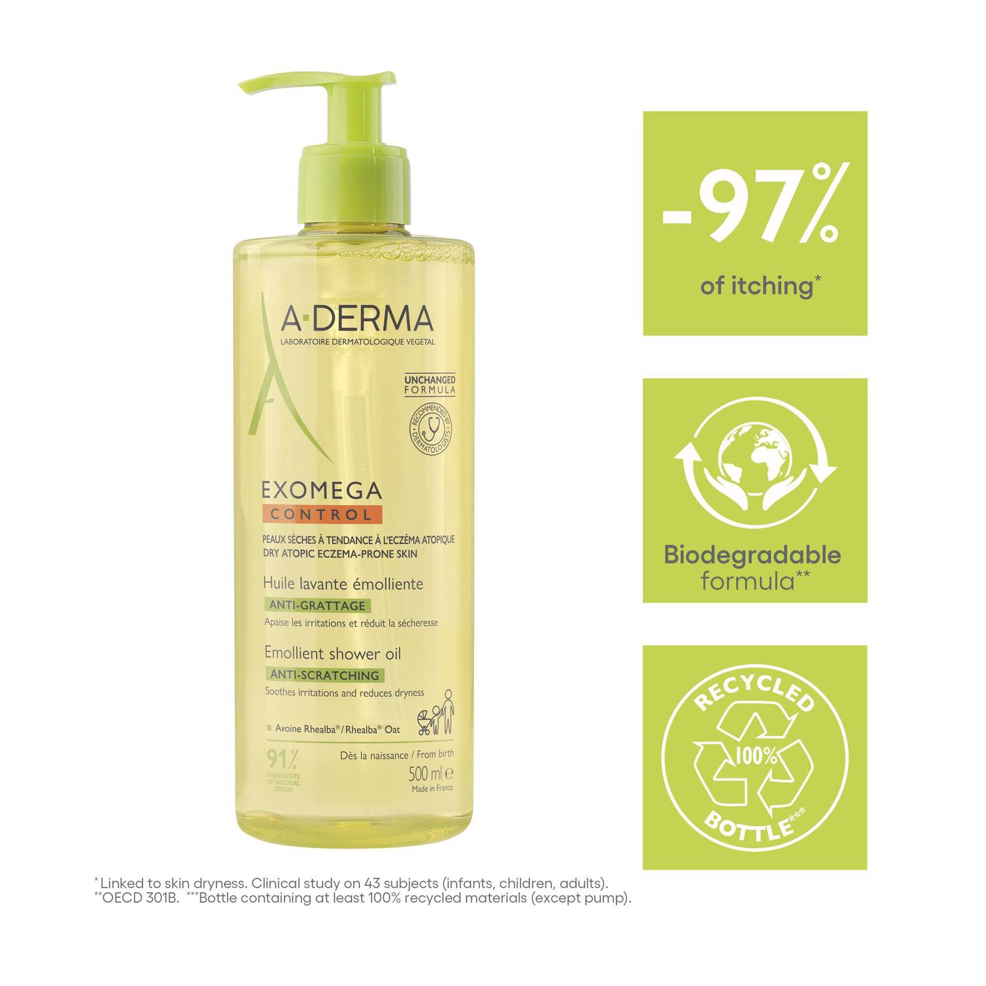 A-Derma Exomega Control Oleo Duche 500ml - Farmácia Garcia
