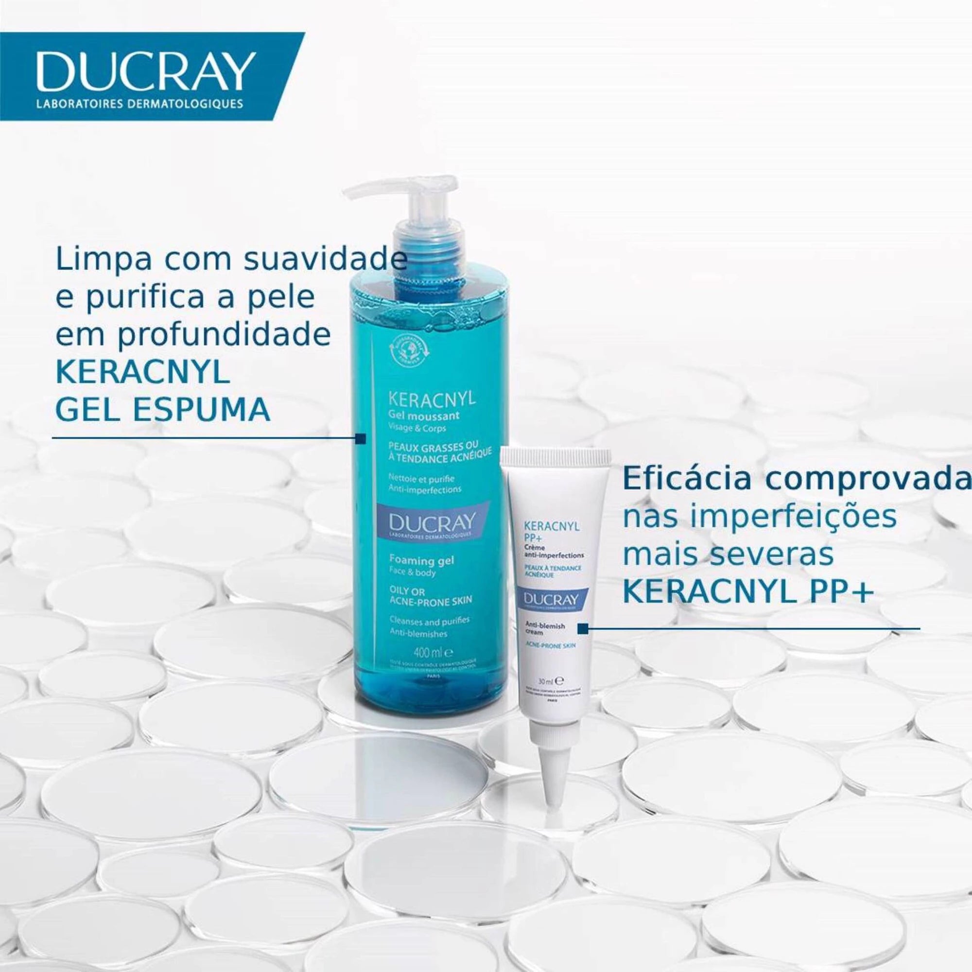 Ducray Keracnyl Gel Limpeza Anti-Imperfeições 400ml - Farmácia Garcia