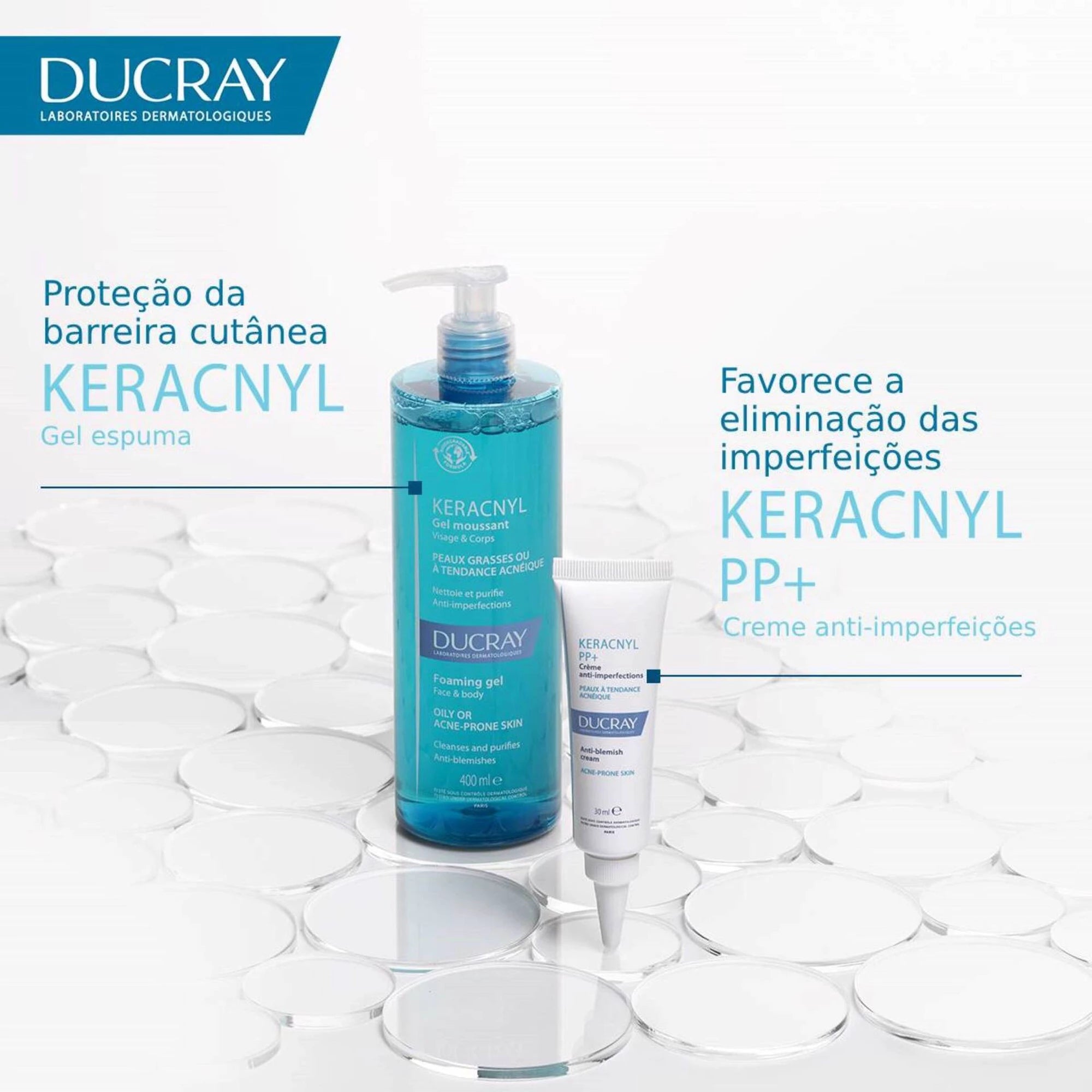 Ducray Keracnyl Gel Limpeza Anti-Imperfeições 400ml - Farmácia Garcia