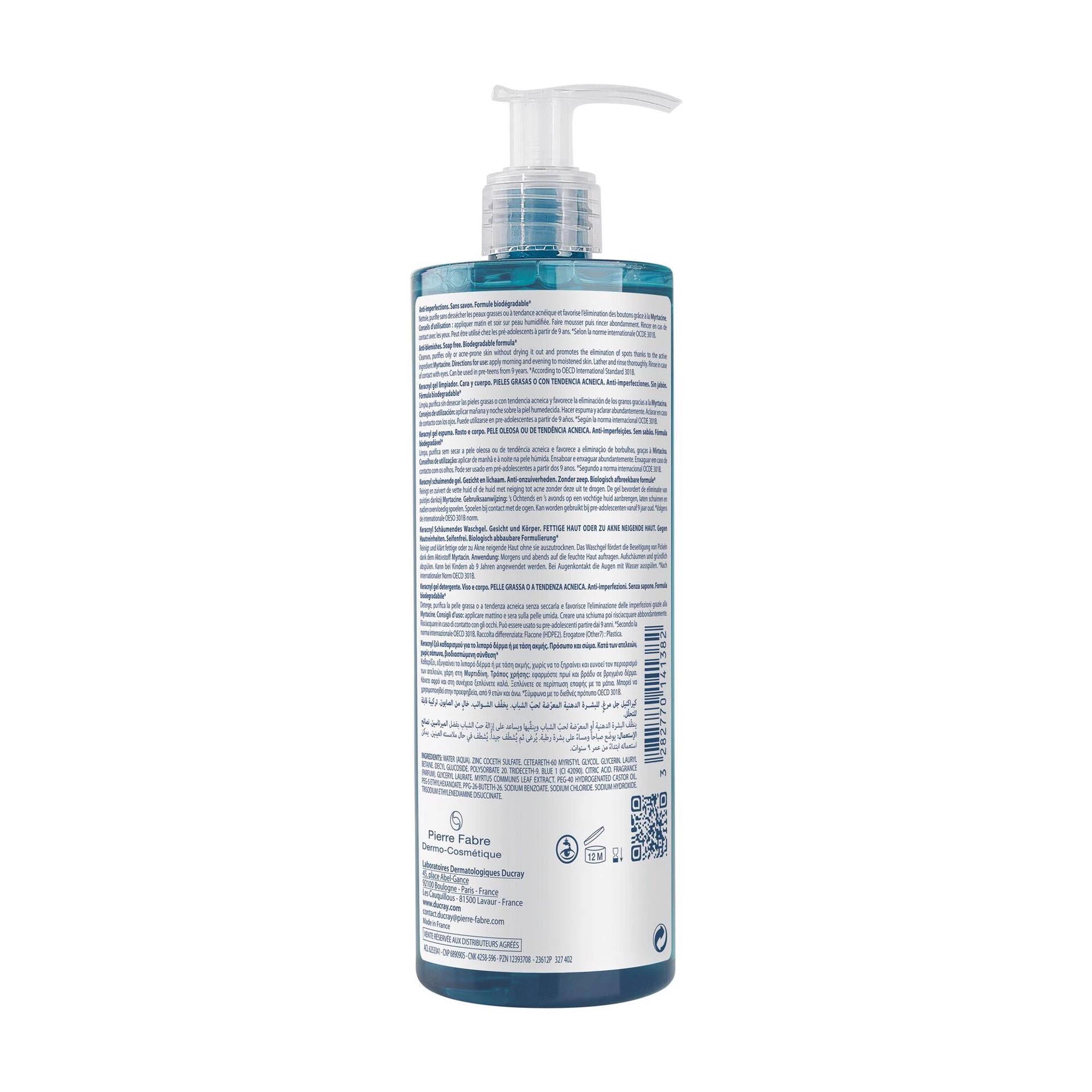 Ducray Keracnyl Gel Limpeza Anti-Imperfeições 400ml - Farmácia Garcia