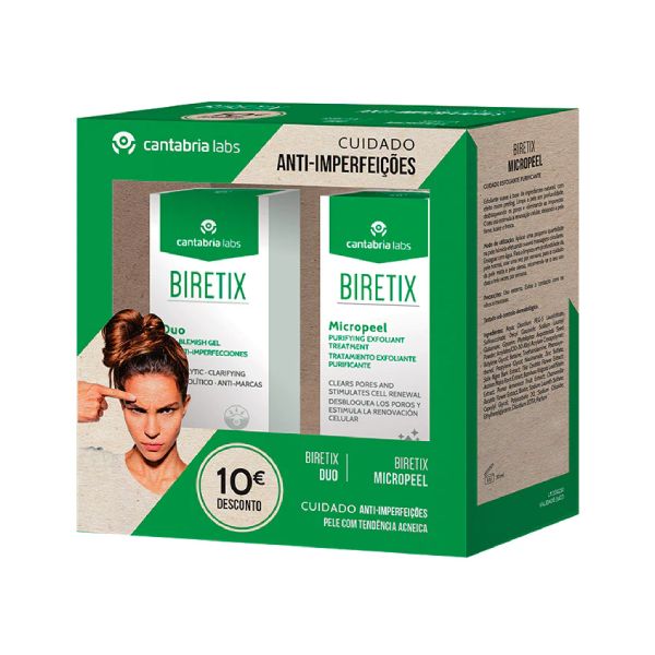 Biretix Cuidado Anti-imperfeições Duo Gel 30 ml + Micropeel Gel limpeza Esfoliante 50 ml - Farmácia Garcia