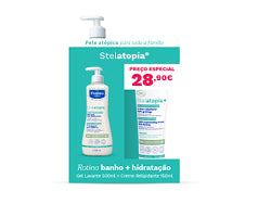 Mustela Stelatopia Gel Lavante 500ml + Stelatopia+ Creme Relipidante 150ml - Farmácia Garcia
