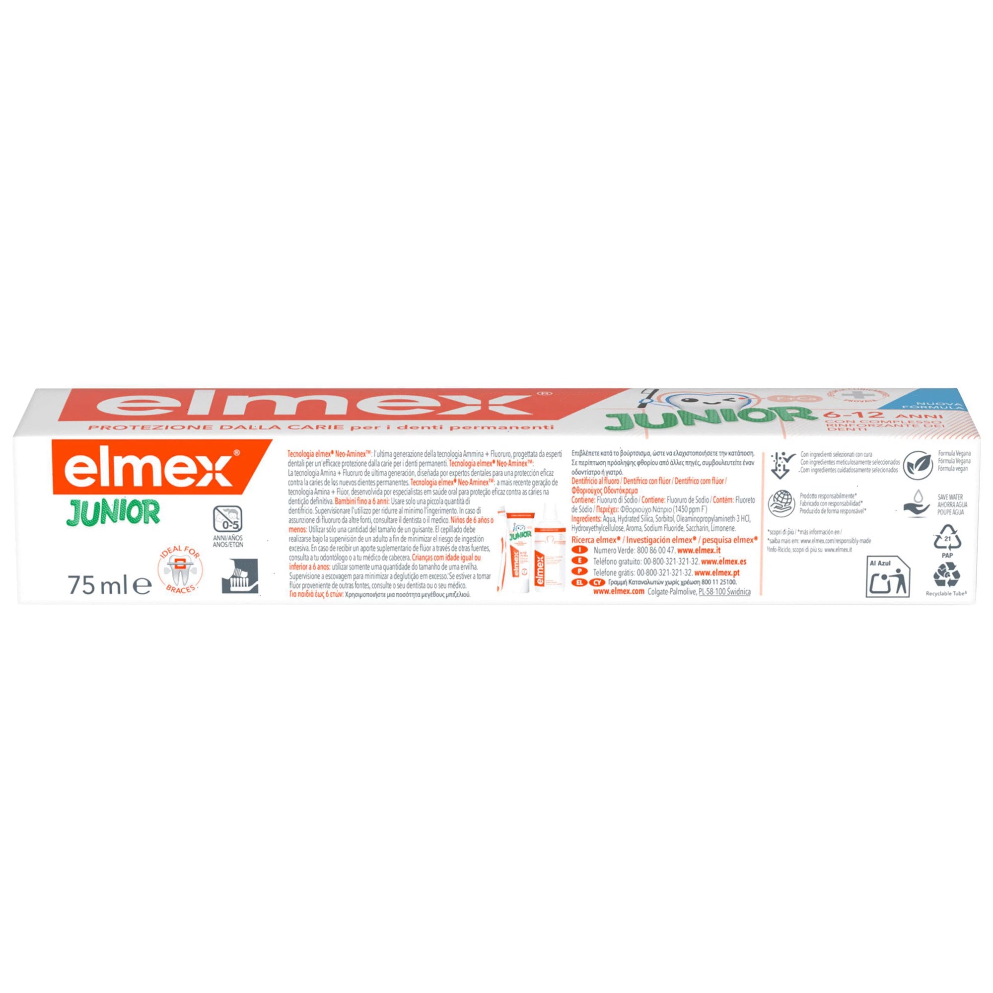 Elmex Júnior Pasta Dentífrica 6-12Anos 75ml