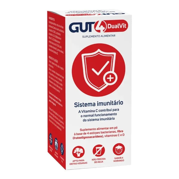GUT4 Dual-Vit 14 Saquetas Pó Sabor a Morango