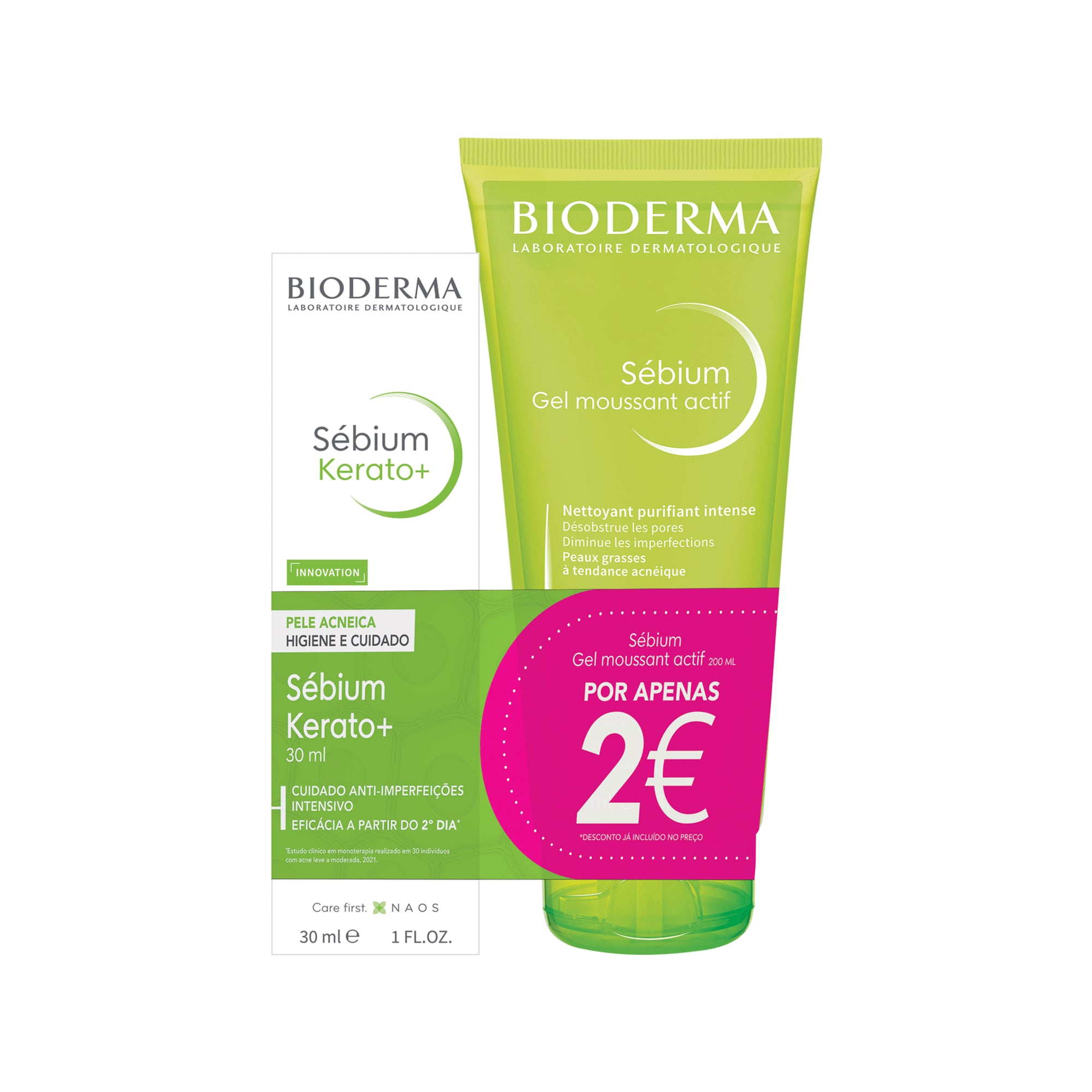 Bioderma Sébium Kerato+ + Sébium Gel Moussant Actif Preço Especial - Farmácia Garcia