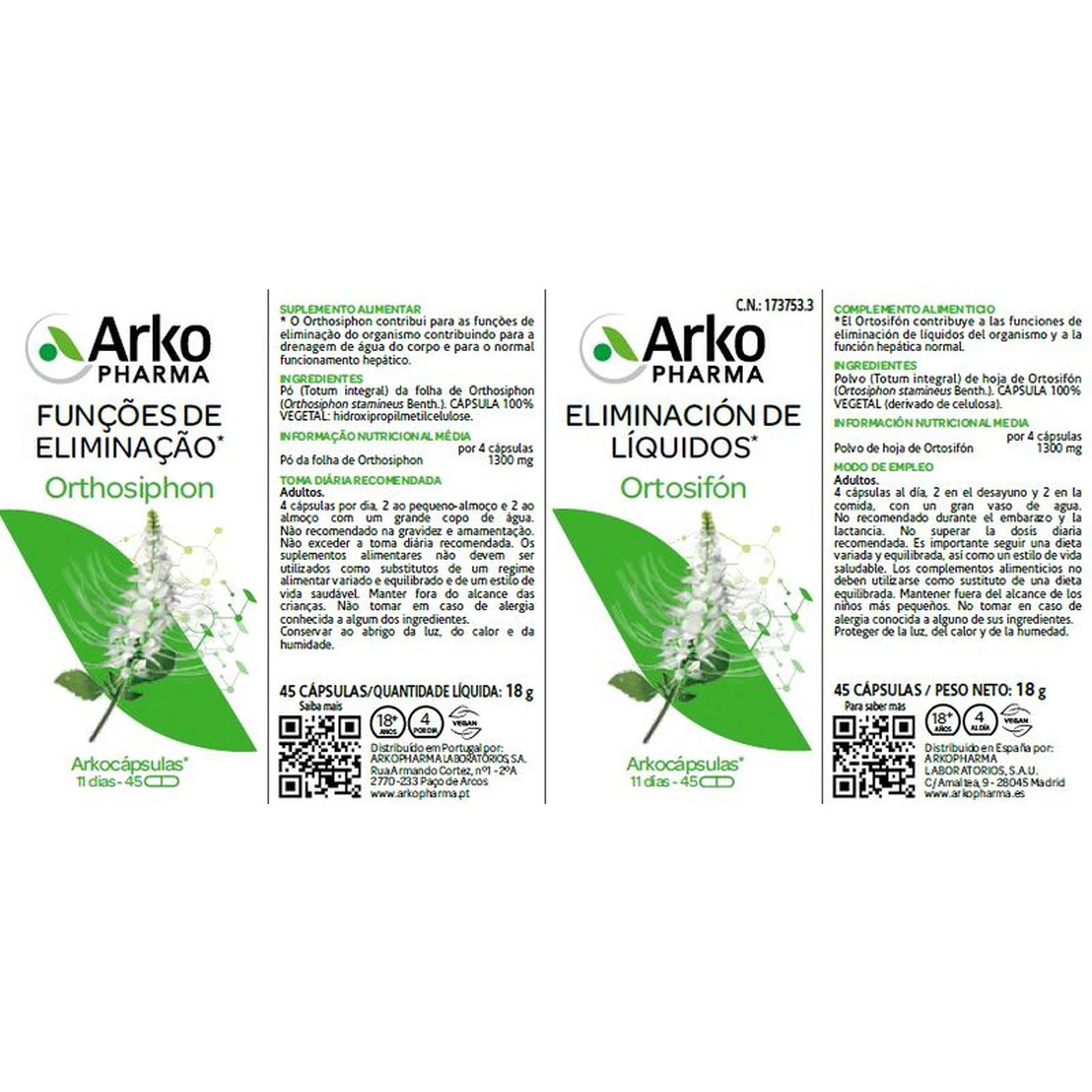 Arkocápsulas Orthosiphon 45 Cápsulas - Farmácia Garcia