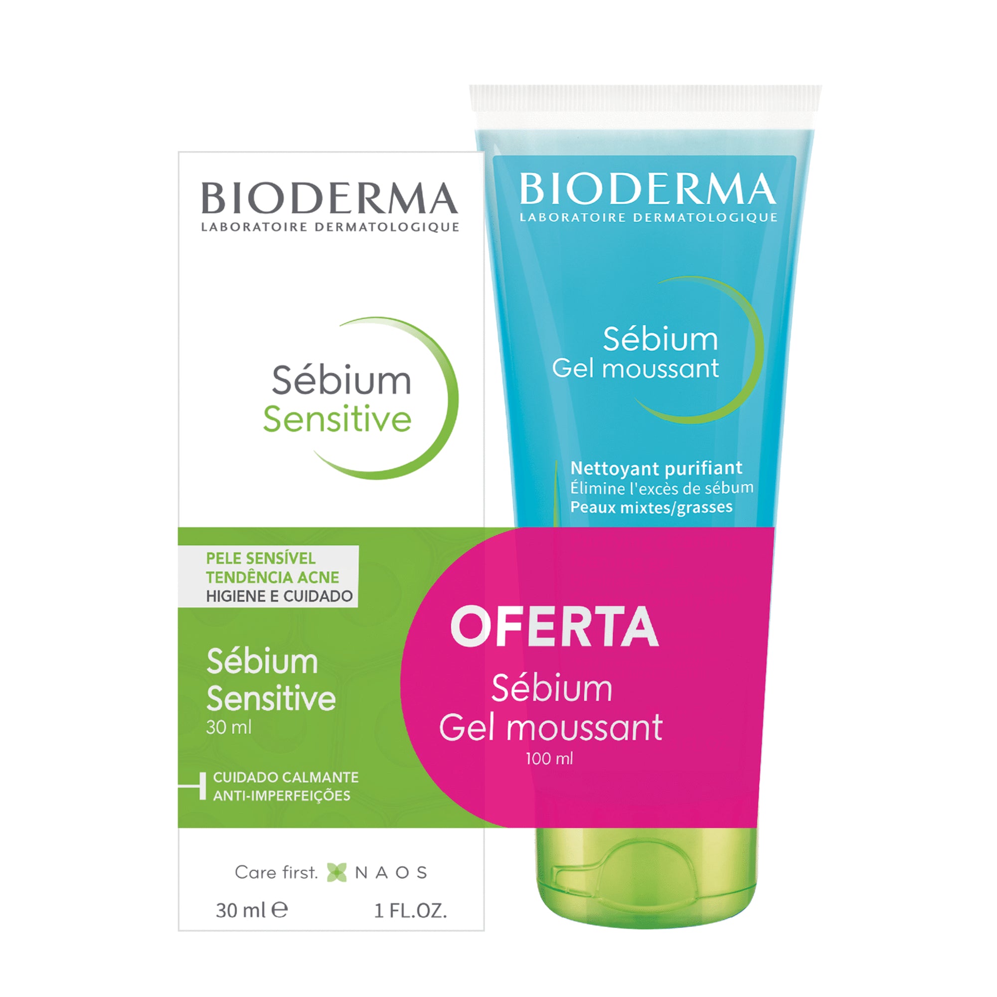 Bioderma Pack Sébium Sensitive 30ml + Gel Moussant 100ml - Farmácia Garcia