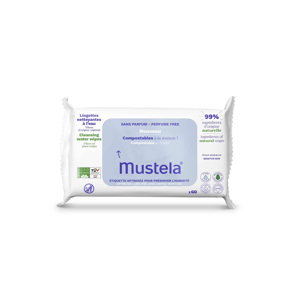 Mustela Bebé Toalhetes de Limpeza Sem Perfume 60 Unidades