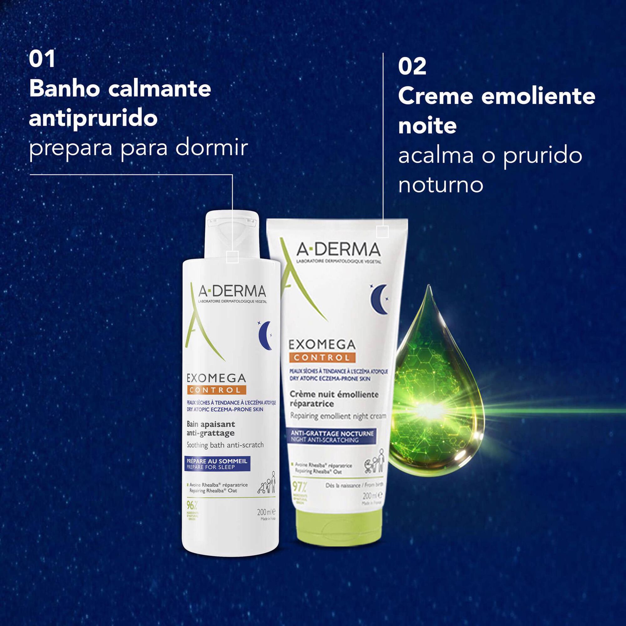 A-Derma Exomega Control Creme Emoliente Anti Prurido Noite 200ml - Farmácia Garcia