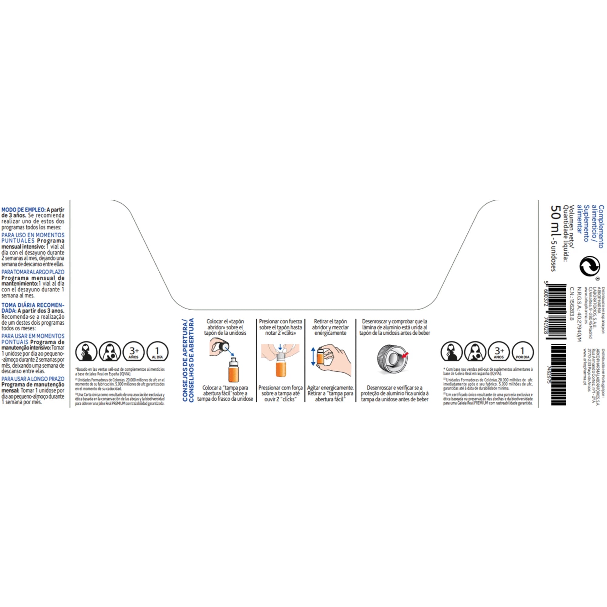 ARKOREAL Geleia Real Pró-bioticos 5 Âmpolas - Farmácia Garcia