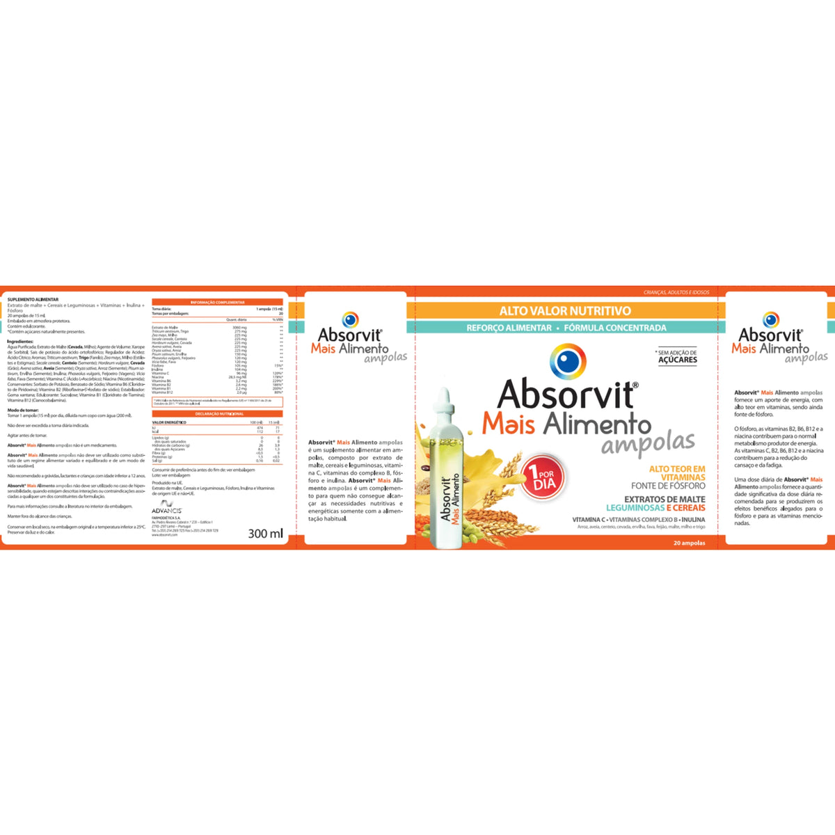 Absorvit Mais Alimento 20 Ampolas 15ml