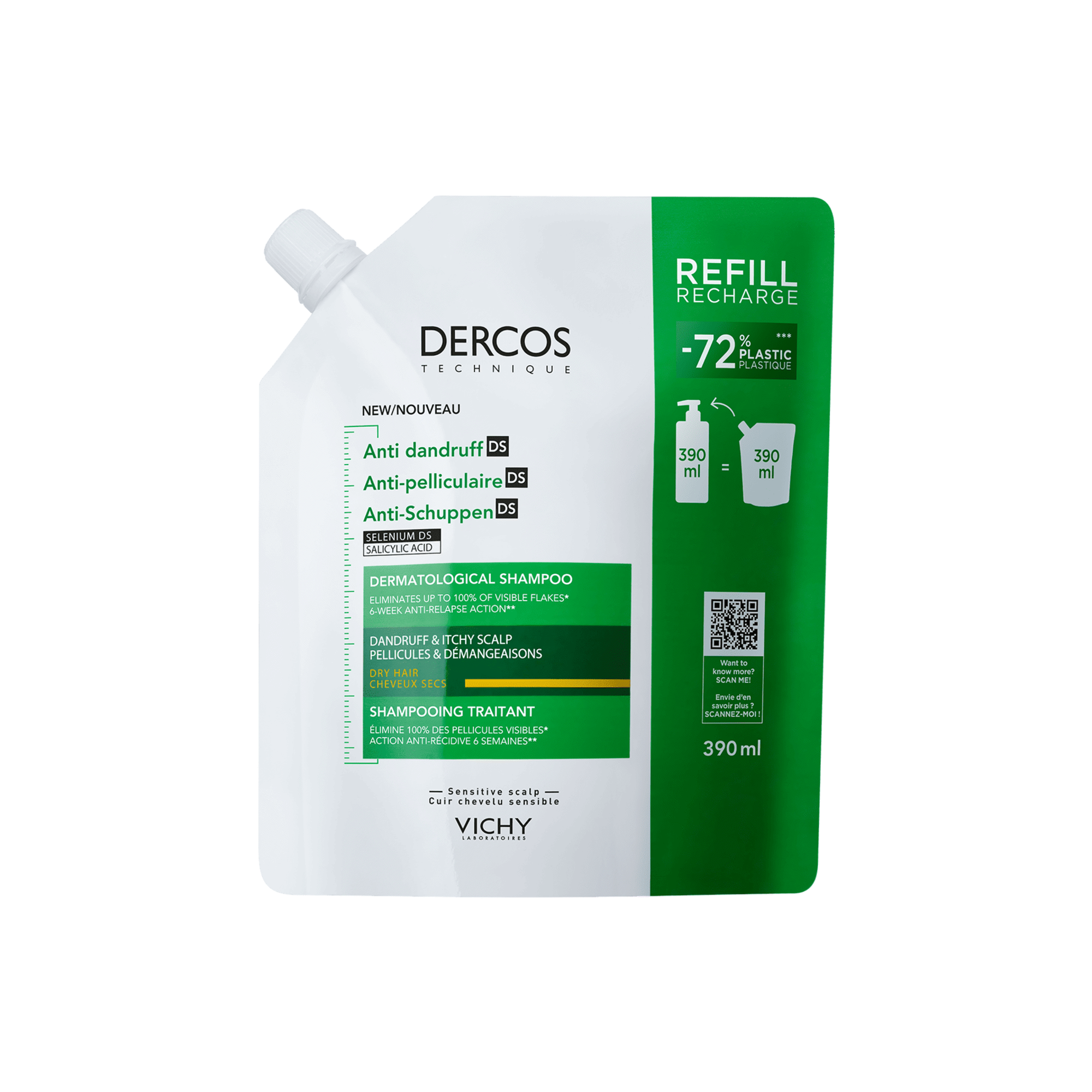 Dercos Anticaspa Champô Caspa Seca Recarga 390ml - Farmácia Garcia