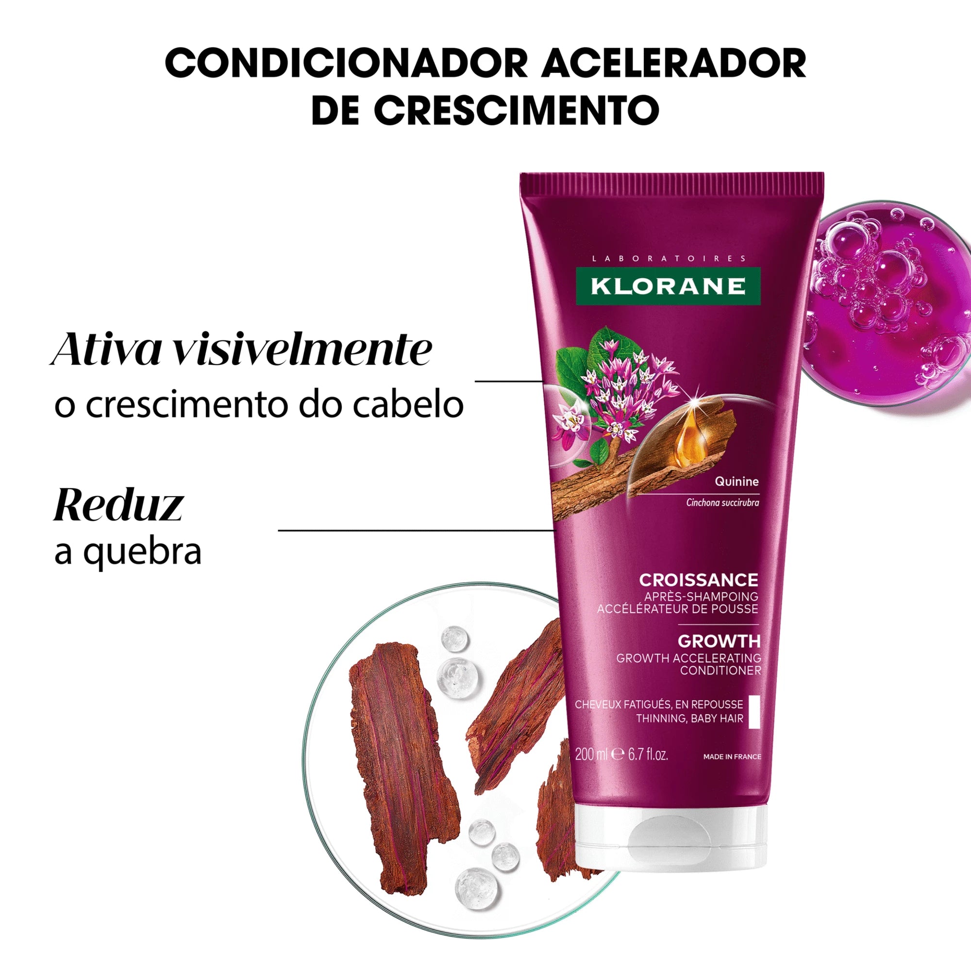 Klorane Capilar Quinina Bálsamo Acelerador Crescimento 200ml - Farmácia Garcia