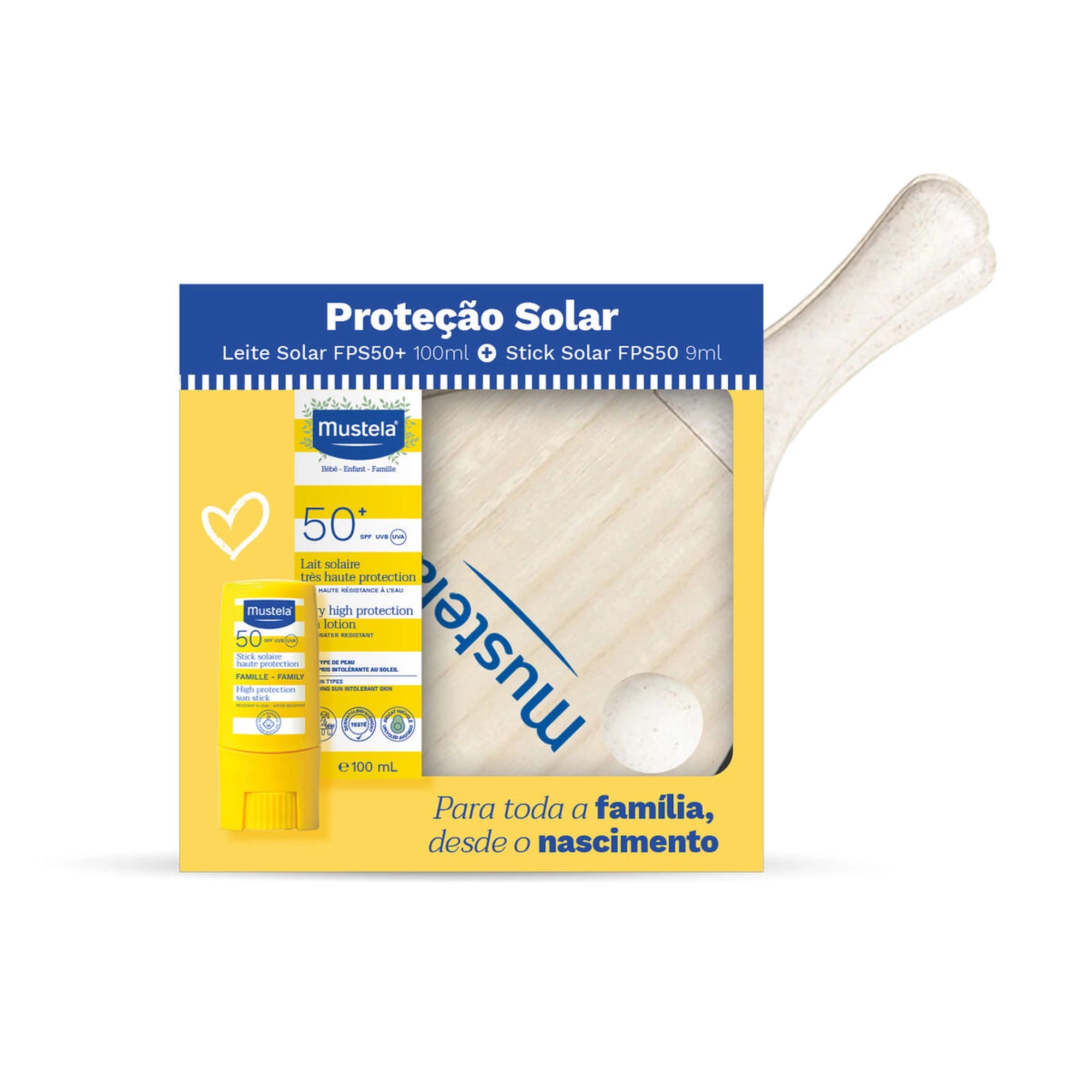 Mustela Solar Leite SPF50+ 100ml + SticK SPF50+ + Oferta Raquetes