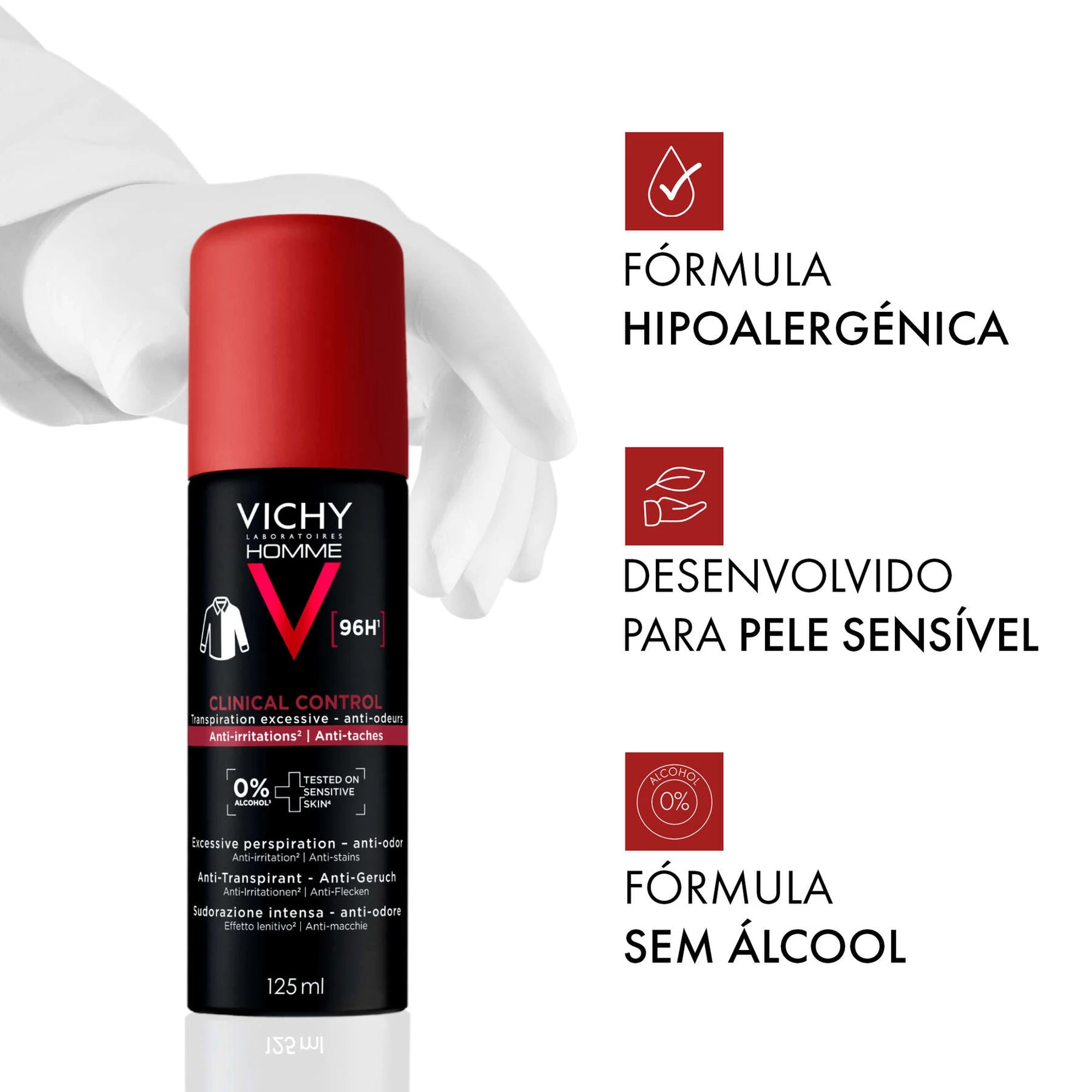 Vichy Homme Desodorizante Antitranspirante Clinical Control Aerosol 125 ml
