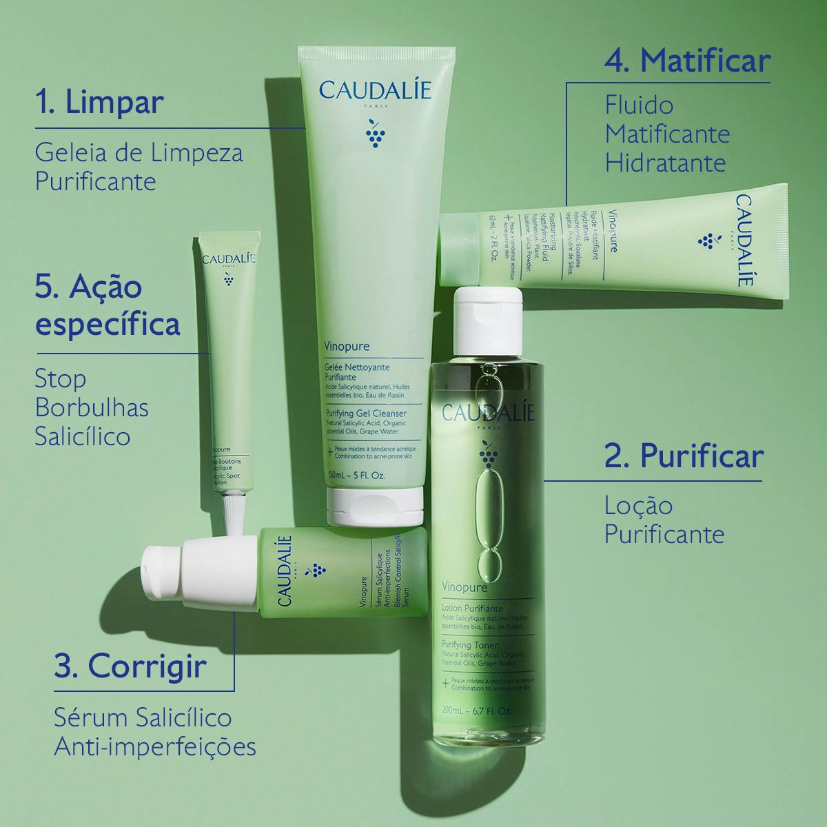 Caudalie Vinopure Kit Descoberta | 4 Produtos Viagem - Pele Mista a Oleosa com Tendência Acneica - Farmácia Garcia