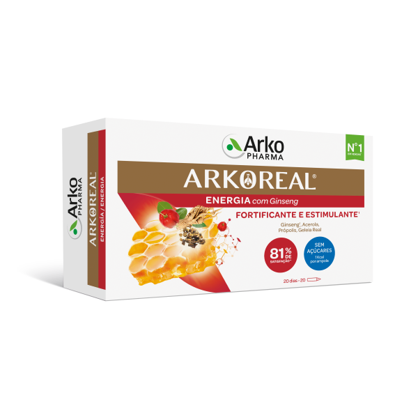 Arkoreal Geleia Real 500mg Ginseng 20 Ampolas