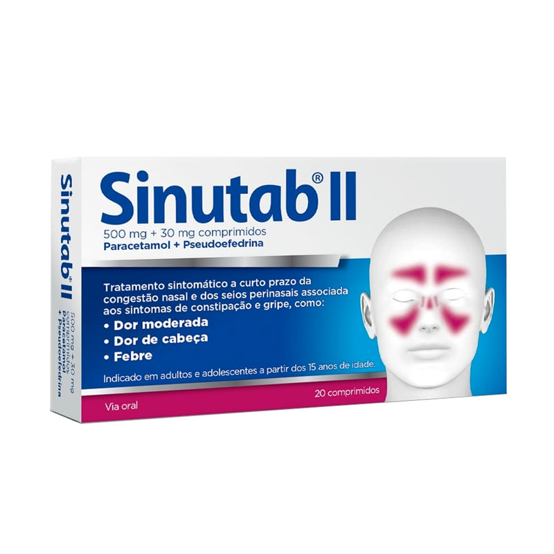 Sinutab II 500/30mg 20 Comprimidos - Farmácia Garcia