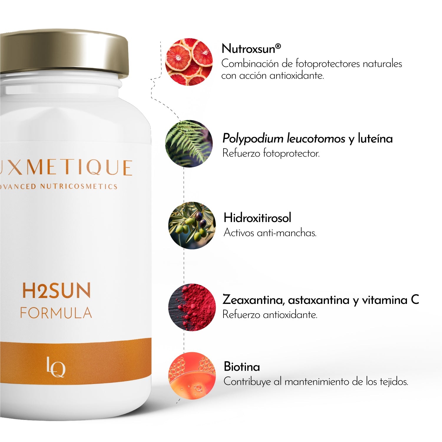 Luxmetique Fórmula H2SUN 30 Cápsulas - Farmácia Garcia