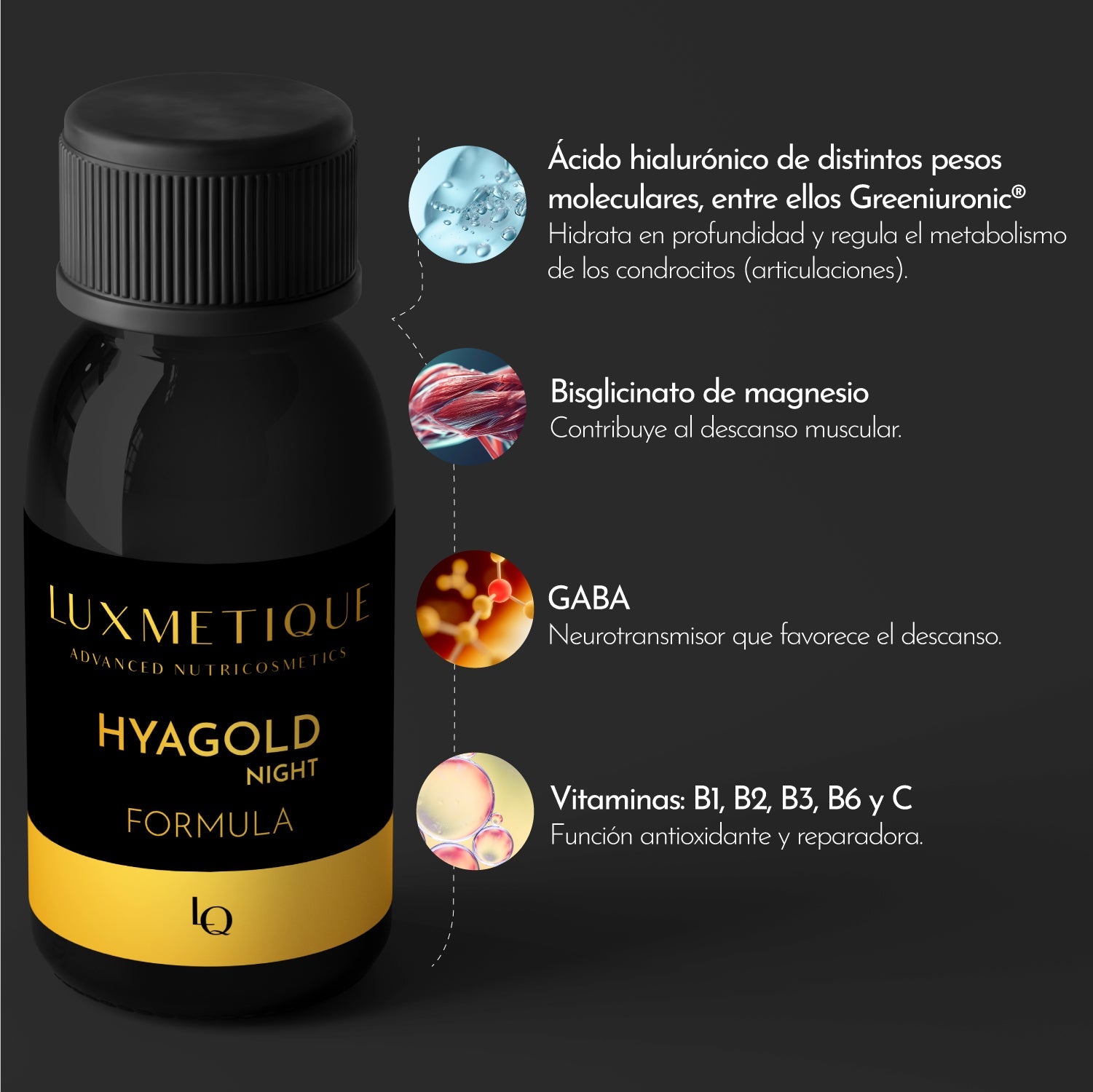 Luxmetique Fórmula Hyagold Noite 15 Âmpolas 30ml - Farmácia Garcia