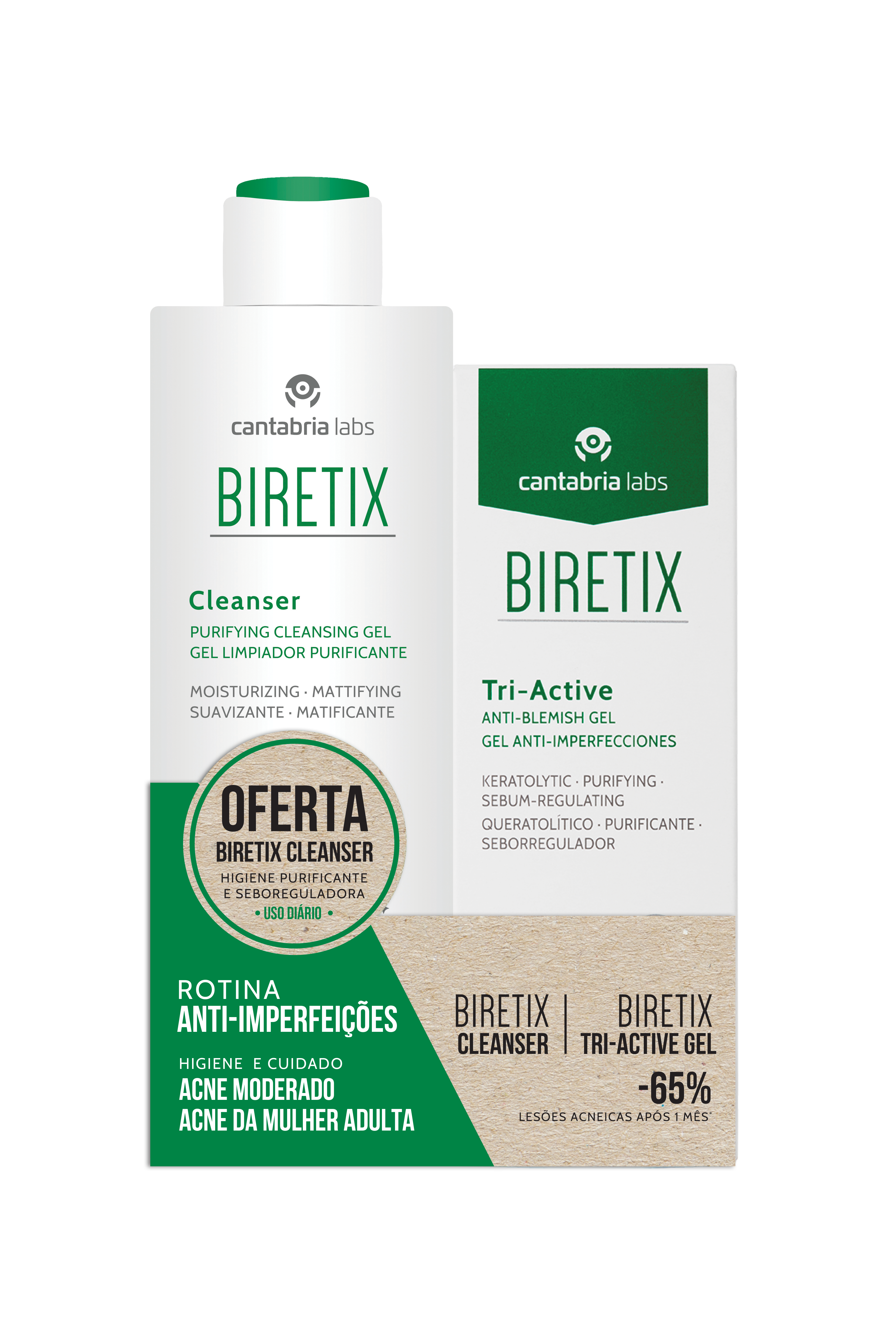 Biretix Tri-Active Gel Anti-Imperfeições + Biretix Cleanser - Farmácia Garcia