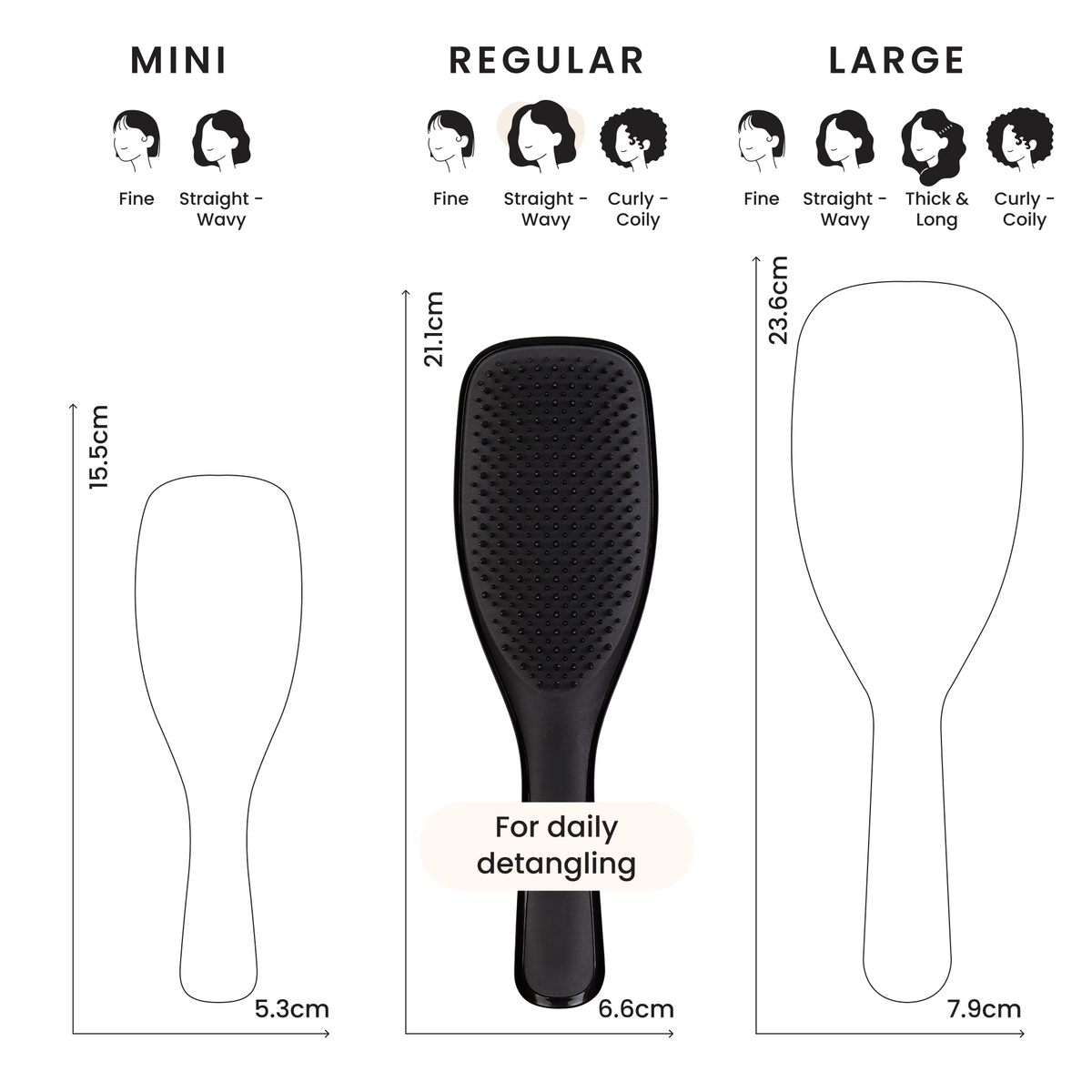 Escova Wet Detangler Preto Cabelo Molhado